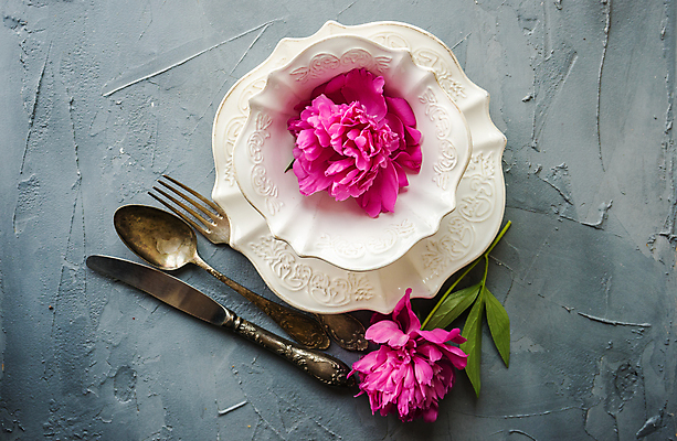 포토 JPG 해외이미지 식기 포크 회색배경 사람없음 숟가락 나이프 찻잔 컵받침 작약 플랫레이 해외포토 꽃 백그라운드 잔 수저 회색 플랫 칼 받침대 파일형식 이미지허브