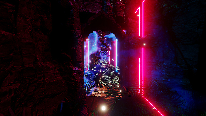 포토 해외이미지 백그라운드 미래 사람없음 빨간색 빛 3D 디지털 공간 화려 사이버 디지털합성 네온 펑크 사이버펑크 해외포토 컬러 컨셉 파일형식 SF 이미지허브