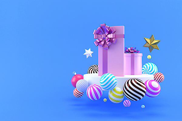 포토 JPG 해외이미지 별 크리스마스장식 크리스마스 크리스마스선물 사람없음 파란색 선물상자 3D 장식볼 디지털합성 해외포토 자연요소 기념일 컬러 선물 장식 상자 파일형식 이미지허브