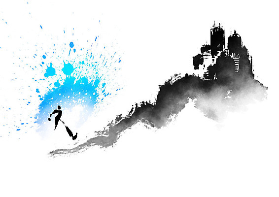 PSD 일러스트 비즈니스 캘리그라피 성공 붓터치 사람모양 빌딩 달리기 비즈니스맨 도심 번짐 열정 국내일러스트 모양 남자 감정 컨셉 모션 건물 도시 직장인 파일형식 효과