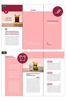 템플릿 표지디자인 교육 표지 ZIP 내지 리플렛 분홍색 3단접지 팜플렛 사람없음 책 연필 계획 연필꽂이 인디자인 INDD 이미지템플릿 컬러 컨셉 문구용품 학용품 필기구 파일형식