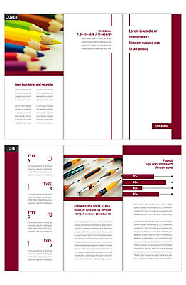 템플릿 표지디자인 교육 표지 ZIP 내지 리플렛 3단접지 색연필 팜플렛 사람없음 연필 자주색 몽당연필 인디자인 INDD 이미지템플릿 컬러 학용품 필기구 파일형식