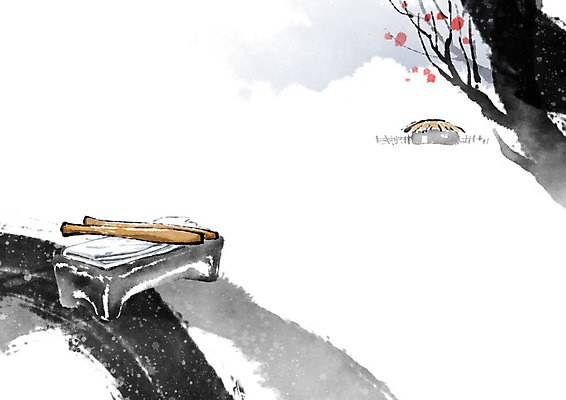 PSD 나무 일러스트 캘리그라피 붓터치 전통소품 사람없음 동양화 번짐 고향 다듬이 다듬이돌 다듬이방망이 국내일러스트 식물 전통 미술 오브젝트 파일형식 효과