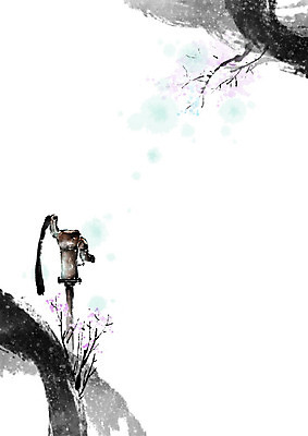 PSD 나무 일러스트 캘리그라피 붓터치 전통소품 사람없음 나뭇가지 동양화 번짐 고향 물펌프 국내일러스트 식물 전통 미술 오브젝트 펌프 파일형식 효과