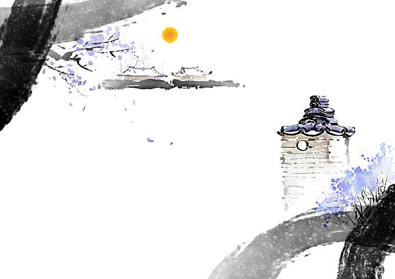 PSD 일러스트 캘리그라피 붓터치 전통소품 기와집 사람없음 담장 태양 나뭇가지 동양화 번짐 고향 국내일러스트 자연요소 나무 전통 한옥 미술 오브젝트 파일형식 효과