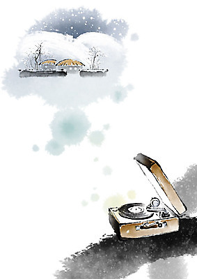 PSD 일러스트 캘리그라피 붓터치 전통소품 초가집 사람없음 눈 동양화 번짐 축음기 고향 국내일러스트 자연요소 전통 음향기기 날씨 한옥 미술 골동품 오브젝트 파일형식 효과