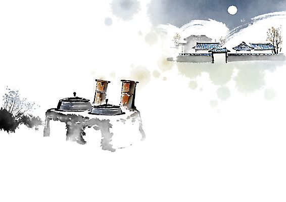 PSD 일러스트 캘리그라피 붓터치 전통소품 굴뚝 기와집 사람없음 담장 연기 아궁이 동양화 대문 번짐 고향 부뚜막 국내일러스트 전통 한옥 미술 문 오브젝트 파일형식 효과