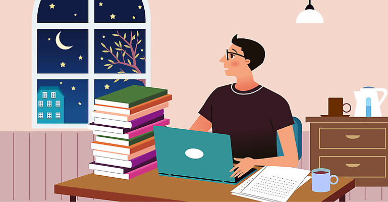 나무 학생 남자 별 가구 일러스트 창문 탁자 조명 주택 한명 사람 생활 노트북 초승달 유학 그리움 고향 남자한명만 국내일러스트 AI파일 자연요소 식물 1 교육 감정 생활용품 건물 전자제품 달 남자만 파일형식 벡터