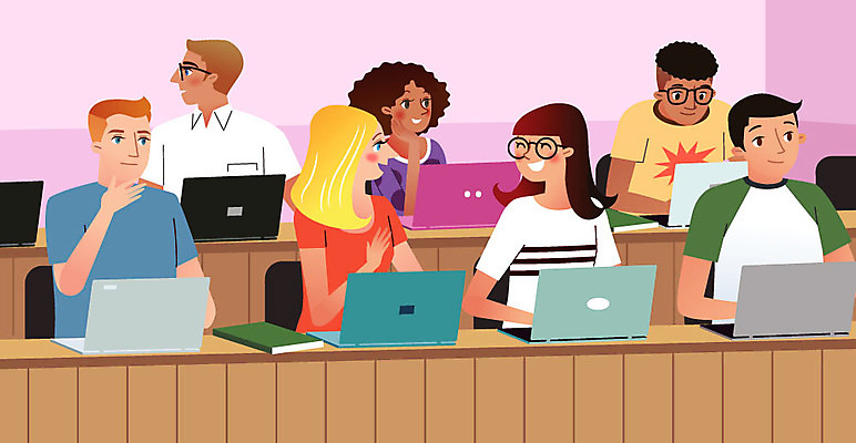 여자 남자 일러스트 대화 사람 앉기 여러명 생활 친구 노트북 공책 강의실 즐거움 유학 반가움 국내일러스트 AI파일 교육 감정 다수 관계 모션 문구용품 말하기 전자제품 공간 파일형식 벡터