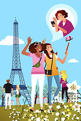 나무 여자 남자 꽃 말풍선 일러스트 가족 모바일 사람 여러명 건물 생활 친구 스마트폰 에펠탑 즐거움 유학 통화 반가움 화상통화 온택트 국내일러스트 AI파일 식물 건축물 교육 감정 다수 관계 모션 핸드폰 스마트기기 파리 랜드마크 파일형식 벡터