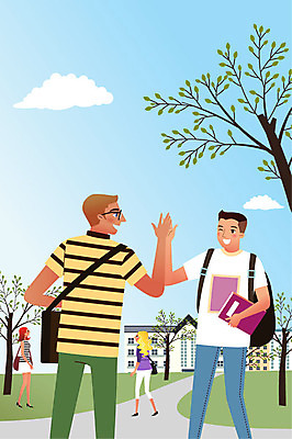 나무 여자 남자 길 일러스트 학교 사람 여러명 건물 생활 책 친구 캠퍼스라이프 인사 대학교 유학 반가움 국내일러스트 AI파일 식물 라이프스타일 건축물 교육 감정 다수 관계 예절 파일형식 벡터