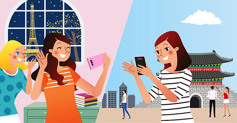 나무 여자 남자 가구 일러스트 창문 모바일 사람 여러명 건물 생활 책 친구 스마트폰 궁전 인사 에펠탑 즐거움 유학 반가움 화상통화 온택트 국내일러스트 AI파일 식물 건축물 교육 감정 생활용품 다수 고건축 관계 핸드폰 스마트기기 예절 통화 파리 랜드마크 파일형식 벡터