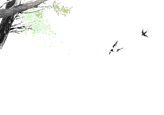 PSD 나무 두마리 일러스트 캘리그라피 붓터치 사람없음 나뭇가지 절기 동양화 꽃봉오리 번짐 제비 춘분 국내일러스트 식물 계절 꽃 2 조류 미술 파일형식 효과