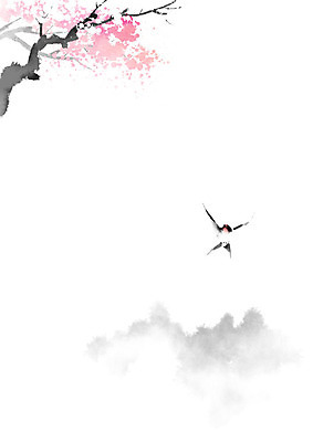 PSD 나무 한마리 꽃 일러스트 캘리그라피 붓터치 사람없음 나뭇가지 절기 동양화 번짐 제비 춘분 국내일러스트 식물 1 계절 조류 미술 파일형식 효과