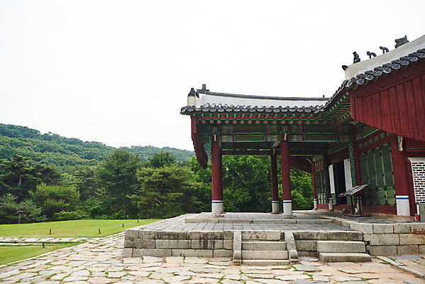 포토 JPG 주간 한국전통 여행 유적지 풍경 사람없음 야외 여름 관광지 세계문화유산 문화재 역사 한국사 조선시대 왕릉 정자각 조선왕릉 김포장릉 인헌왕후 원종 국내포토 자연요소 전통 계절 고건축 한국 왕 김포 파일형식 왕후
