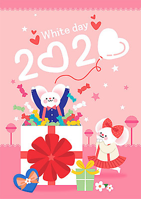 리본 분홍색 두마리 일러스트 화이트데이 새해 사탕 사랑 타이포그라피 사람없음 선물상자 숫자 귀여움 하트 쥐띠 쥐 즐거움 쥐캐릭터 풍선 흰쥐 2020년 경자년 국내일러스트 AI파일 모양 문자 감정 컬러 동물캐릭터 컨셉 2 데이이벤트 디저트 선물 상자 십이지신 설치류 연도 파일형식 벡터