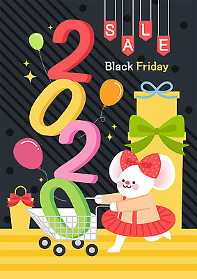 한마리 리본 일러스트 새해 타이포그라피 사람없음 선물상자 쇼핑 컬러풀 숫자 세일 귀여움 쇼핑카 쥐띠 쥐 즐거움 쥐캐릭터 흰쥐 블랙프라이데이 2020년 경자년 국내일러스트 AI파일 문자 1 감정 컬러 동물캐릭터 컨셉 데이이벤트 선물 상자 카트 십이지신 설치류 연도 파일형식 벡터