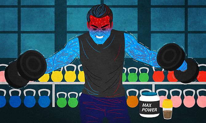 PSD 남자 일러스트 근육 한명 성인 운동 아령 헬스장 불안 사회이슈 중독 소외 케틀벨 성인남자한명만 중독자 단백질쉐이크 국내일러스트 1 감정 컨셉 건강 사람 헬스 쉐이크 남자한명만 성인남자만 파일형식