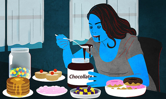 PSD 여자 일러스트 사탕 한명 성인 초콜릿 도넛 달콤 불안 사회이슈 중독 팬케이크 소외 성인여자한명만 중독자 설탕중독 국내일러스트 1 감정 컨셉 디저트 사람 케이크 맛 여자한명만 성인여자만 파일형식