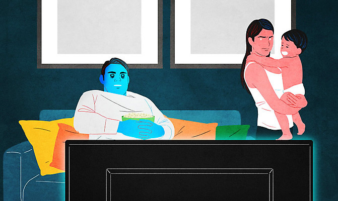 PSD 부부 여자 남자 일러스트 성인 세명 소파 텔레비전 분노 아기 불안 사회이슈 팝콘 중독 소외 중독자 TV중독 국내일러스트 커플 감정 컨셉 의자 사람 전자제품 파일형식