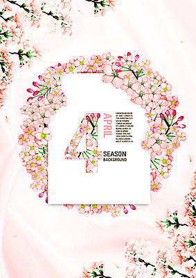 PSD 편집이미지 꽃 분홍색 백그라운드 프레임 타이포그라피 사람없음 숫자 봄 벚꽃 4월 꽃프레임 이미지편집 식물 문자 계절 컬러 날짜 파일형식