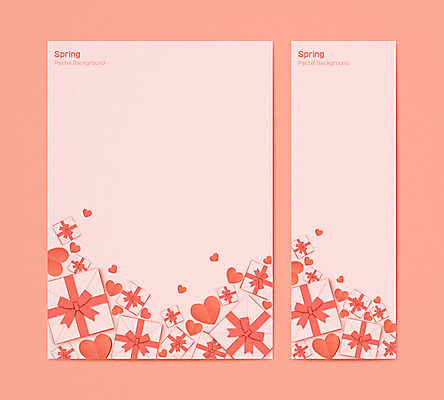 템플릿 배너 배너템플릿 포스터 세로배너 백그라운드 그래픽백그라운드 프레임 선물 사람없음 그래픽 세로 선물상자 세트 봄 현수막 하트 페이퍼아트 파스텔톤 코랄 봄배경 AI파일 모양 계절 컬러 상자 파일형식 벡터