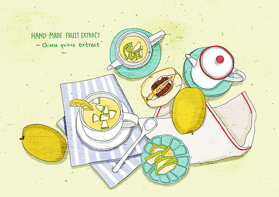 PSD 접시 일러스트 주전자 수채화 사람없음 컵 연두색 숟가락 직물 차 맛 찻주전자 모과 모과차 핸드메이드 과일청 모과청 과일차 국내일러스트 식기 음료 음식 컨셉 과일 주방용품 수저 초록색 차_음료 파일형식