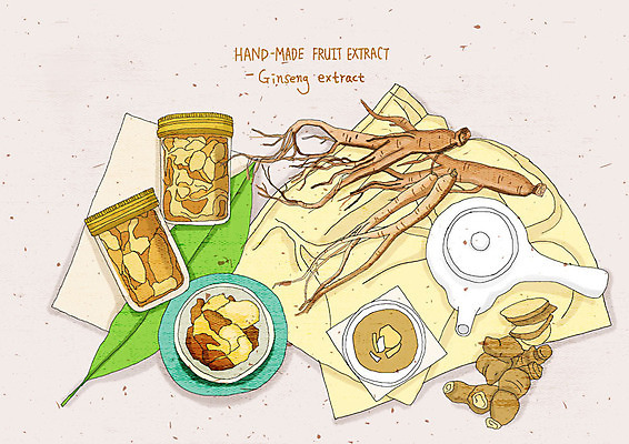 PSD 그릇 웰빙 일러스트 주전자 수채화 건강 사람없음 직물 인삼 차 맛 상큼 베이지색 핸드메이드 인삼청 인삼차 국내일러스트 식기 음료 음식 컬러 컨셉 주방용품 차_음료 삼 파일형식