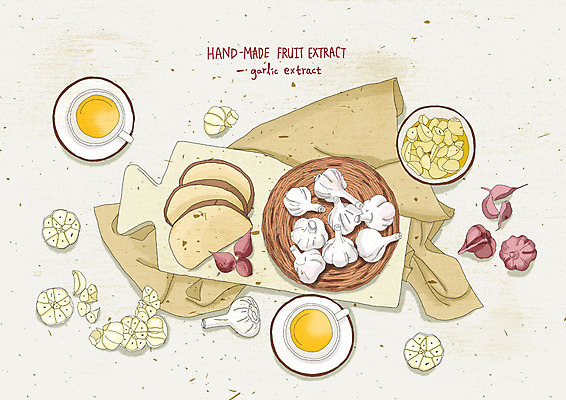 PSD 그릇 웰빙 빵 일러스트 수채화 건강 마늘 사람없음 직물 차 맛 상큼 베이지색 핸드메이드 과일청 마늘청 마늘차 국내일러스트 식기 음료 음식 컬러 컨셉 채소 과일 차_음료 파일형식