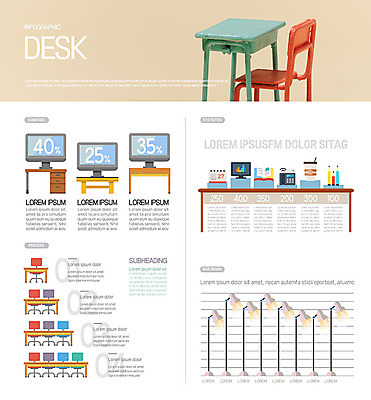 의자 일러스트 그래프 사람없음 컴퓨터 여러개 인포그래픽 스탠드 책상 컴퓨터책상 국내일러스트 AI파일 가구 다수 조명 전자제품 파일형식 벡터