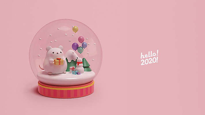 PSD 편집 편집이미지 한마리 분홍색 눈사람 새해 3D캐릭터 사람없음 3D 귀여움 눈 쥐띠 쥐 디지털합성 쥐캐릭터 풍선 스노글로브 HELLO 흰쥐 2020년 경자년 편집3D 자연요소 캐릭터 1 컬러 동물캐릭터 컨셉 날씨 장식 십이지신 인사 설치류 연도 파일형식