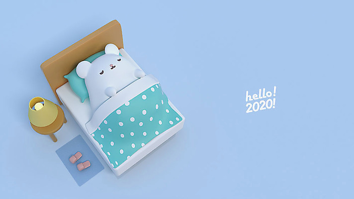 PSD 편집 편집이미지 한마리 새해 3D캐릭터 사람없음 파란색 3D 귀여움 침대 스탠드 잠 쥐띠 쥐 디지털합성 쥐캐릭터 HELLO 흰쥐 2020년 경자년 편집3D 캐릭터 1 컬러 동물캐릭터 가구 컨셉 조명 십이지신 인사 설치류 연도 파일형식