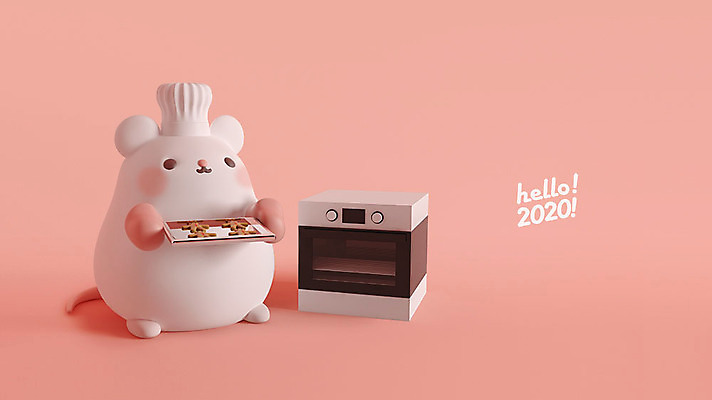 PSD 편집 편집이미지 한마리 분홍색 새해 3D캐릭터 사람없음 3D 쿠키 귀여움 요리사 오븐 쥐띠 쥐 디지털합성 쥐캐릭터 HELLO 흰쥐 2020년 경자년 편집3D 직업 캐릭터 1 컬러 동물캐릭터 컨셉 디저트 가전제품 십이지신 인사 설치류 연도 파일형식