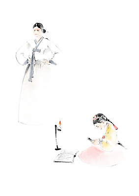 PSD 응시 여자 교육 어린이 허리손 일러스트 캘리그라피 엄마 수업 붓터치 사람 소녀 성인 두명 책 스마트폰 교사 한복 번짐 호롱불 노려봄 서당 딴짓 에듀 여자만 스쿨팩 국내일러스트 직업 한국전통 시선 포즈 가족 조명 표정 핸드폰 스마트기기 전통의상 에듀케이션 파일형식 효과