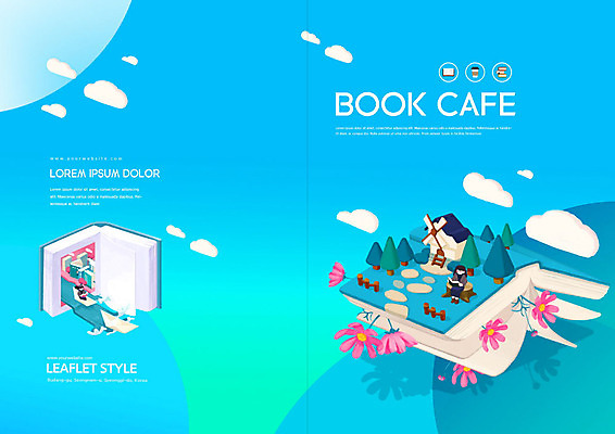 PSD 구름 템플릿 표지디자인 북디자인 출판디자인 여자 표지 커피 리플렛 북커버 팜플렛 두명 책 파란색 독서 카페 코스모스 북카페 이미지템플릿 자연요소 꽃 음료 컬러 사람 상점 파일형식