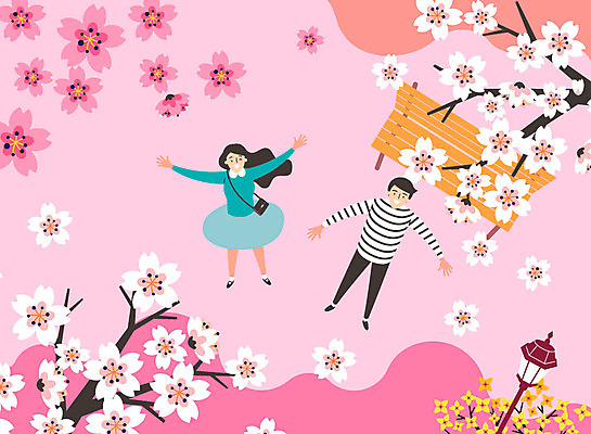 나무 커플 공원 여자 남자 꽃 행복 분홍색 가로등 벤치 데이트 일러스트 사람 두명 봄 기쁨 벚꽃 구경 즐거움 만족 벚꽃축제 봄바람 국내일러스트 AI파일 식물 계절 공공시설 감정 컬러 의자 관계 바람 축제 꽃축제 파일형식 벡터