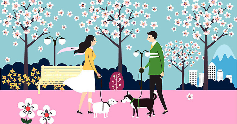 나무 커플 여자 남자 꽃 행복 반려견 두마리 가로등 벤치 데이트 일러스트 산 사람 풍경 두명 건물 봄 산책 기쁨 만남 벚꽃 인사 강아지 구경 즐거움 만족 반려 봄바람 국내일러스트 AI파일 식물 건축물 계절 공공시설 감정 컨셉 2 의자 관계 바람 휴식 반려동물 예절 개 파일형식 벡터