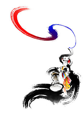 PSD 한국전통 일러스트 캘리그라피 붓터치 한명 전통놀이 풍물놀이 장구 번짐 색동 상모 농악꾼 국내일러스트 1 전통 놀이 타악기 한국 국악기 국악 사람 파일형식 효과