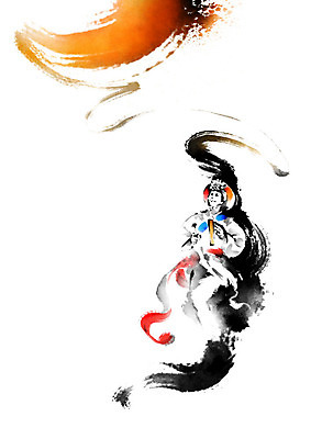 PSD 한국전통 일러스트 캘리그라피 붓터치 한명 전통놀이 풍물놀이 번짐 색동 꽹과리 상모 농악꾼 국내일러스트 1 전통 놀이 타악기 한국 국악기 국악 사람 파일형식 효과