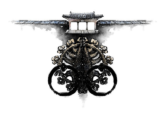 PSD 한국전통 일러스트 캘리그라피 붓터치 한옥 기와 사람없음 계단 대문 번짐 전통문 문고리 기와담장 국내일러스트 전통 고건축 한국 담장 문 파일형식 효과