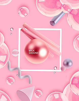 PSD 편집이미지 분홍색 백그라운드 사람없음 원형 막대기 입체 원기둥 버블 원뿔 입체도형 이미지편집 도형 컬러 파일형식