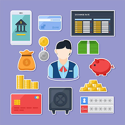 직업 여자 스티커 지폐 돈 일러스트 한명 사람 스마트폰 세트 보라색 돼지저금통 신용카드 돈자루 암호 은행 통장 금고 환율 금괴 모바일뱅킹 은행원 환전 국내일러스트 AI파일 1 컬러 금융 경제 핸드폰 스마트기기 저금통 재산 황금 뱅킹 파일형식 벡터