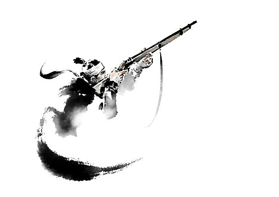 PSD 직업 남자 일러스트 캘리그라피 붓터치 한명 사람 총 동양화 사냥 번짐 조준 사냥꾼 사냥총 남자한명만 국내일러스트 1 무기 미술 남자만 파일형식 효과