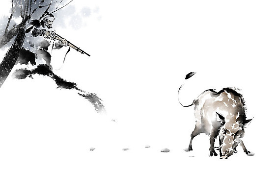 PSD 직업 남자 일러스트 캘리그라피 붓터치 수염 한명 사람 총 돼지 발자국 동양화 사냥 번짐 사냥꾼 멧돼지 사냥총 발견 남자한명만 국내일러스트 1 무기 포유류 자국 미술 남자만 파일형식 효과