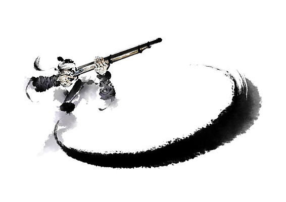 PSD 직업 남자 일러스트 캘리그라피 붓터치 수염 한명 사람 총 동양화 사냥 번짐 조준 사냥꾼 사냥총 남자한명만 국내일러스트 1 무기 미술 남자만 파일형식 효과