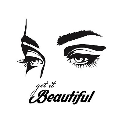 영어 여자 일러스트 캘리그라피 한명 신체부위 화장 뷰티 검은색 성형수술 뷰티샵 속눈썹 눈화장 시술 아이라인 안구 국내일러스트 AI파일 문자 1 컬러 사람 상점 수술 눈썹 파일형식 벡터