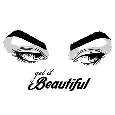영어 여자 일러스트 캘리그라피 한명 신체부위 화장 뷰티 검은색 성형수술 뷰티샵 속눈썹 눈화장 시술 아이라인 안구 국내일러스트 AI파일 문자 1 컬러 사람 상점 수술 눈썹 파일형식 벡터
