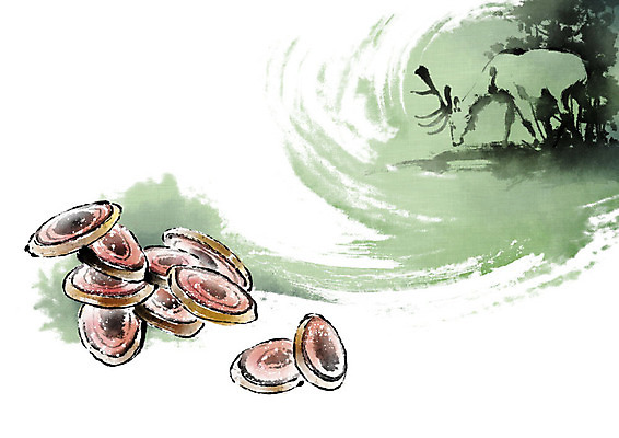 PSD 일러스트 캘리그라피 붓터치 사슴 사람없음 초록색 한의학 한약재 한약 번짐 녹용 국내일러스트 컬러 포유류 의학 약 약재 파일형식 효과