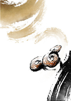 PSD 일러스트 캘리그라피 붓터치 사람없음 갈색 한의학 한약재 한약 번짐 영지버섯 국내일러스트 컬러 의학 약 버섯 약재 파일형식 효과