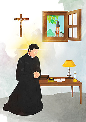 PSD 남자 종교 십자가 일러스트 창문 한명 사람 성당 믿음 성경 천주교 기도 예수 책상 신앙심 신부님 남자한명만 국내일러스트 1 감정 가구 종교용품 종교건축 신_종교 남자만 파일형식
